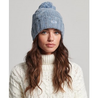 Superdry dámská zimní čepice Vintage Cable Beanie - Světle modrá