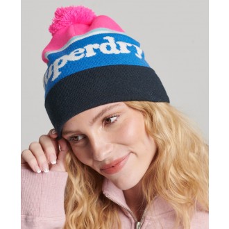 Superdry dámská zimní čepice Vintage Classic Logo Beanie - Růžová