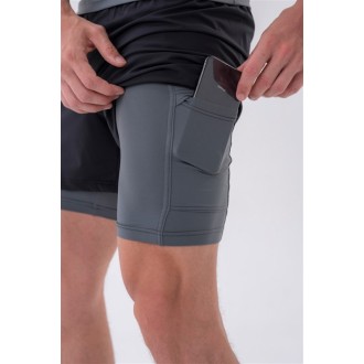 Nebbia Dvouvrstvové šortky s kapsami na mobil 318 - GREY