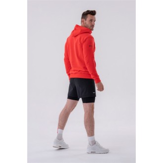 Nebbia Mikina přes hlavu s kapucí a přední kapsou 331 - RED