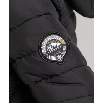 Superdry dámska zimná bunda Faux Fur Hooded Mid Length Puffer - Black