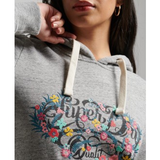 Superdry dámska mikina Vintage Floral Scripted Hood - Sivá