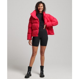 Superdry dámska zimná bunda Short Down Puffer Coat - Ružová