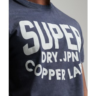 Superdry pánske tričko vintage copper label tee - Námornícka modrá