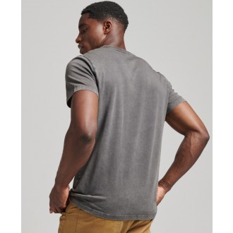 Superdry pánske tričko vintage copper label tee - Tmavosivá
