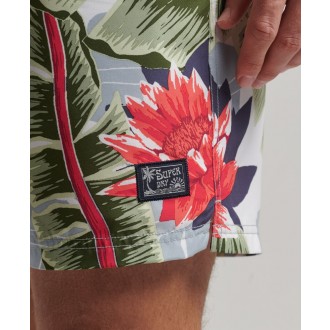 Superdry pánske plavky vintage hawaiian swimshort - Biela