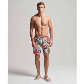 Superdry pánske plavky vintage hawaiian swimshort - Biela
