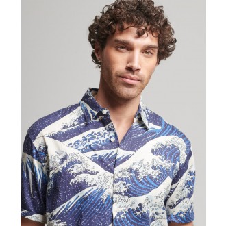 Superdry pánska košeľa vintage hawaiian s-s shirt - Modrá