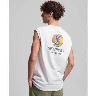 Superdry pánske tielko vintage record label vest - Biela
