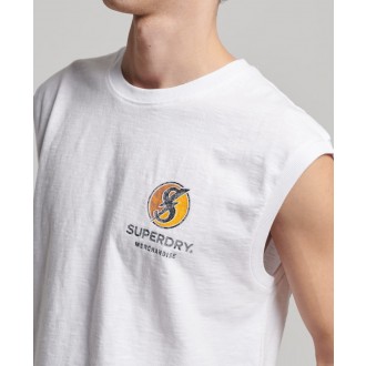 Superdry pánske tielko vintage record label vest - Biela