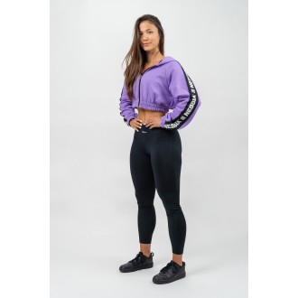 Nebbia Crop mikina s kapucí ICONIC 254 - LILA