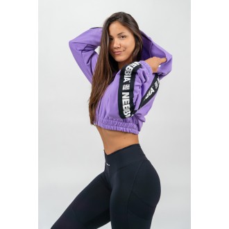 Nebbia Crop mikina s kapucí ICONIC 254 - LILA