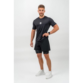 Nebbia Kompresní Šortky 2v1 s Kapsami na Mobil PERFORMANCE 335 - BLACK