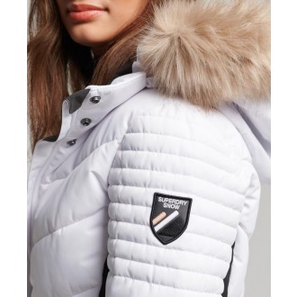 Superdry dámska lyžiarska bunda Ski Luxe Puffer - Biela