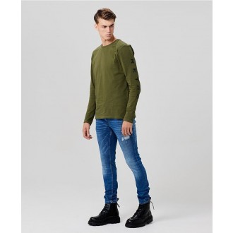 Retrojeans Pánske tričko s dlhým rukávom LEBOMBO - Kaki