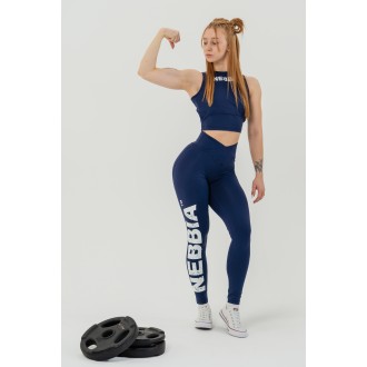 Nebbia Fitness legíny s vysokým pasem GLUTE CHECK 613 - dark blue