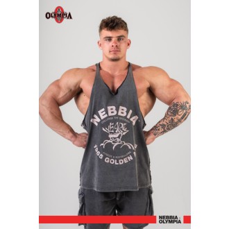 Nebbia Washed muscle back stringer GOLDEN AGE 791 - black