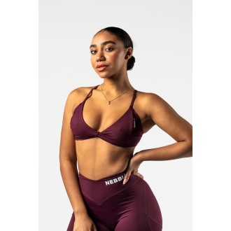 Nebbia Sportovní podprsenka se střední oporou TWIST-KNOT 423 - DARK RED