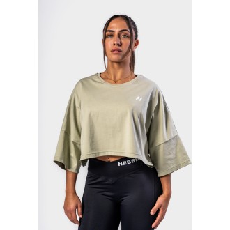 Nebbia Oversized crop tričko JUST FLOW 431 - LIGHT GREEN