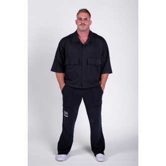 Nebbia Boxy fit košile s kapsami STREET ICON 599 - black