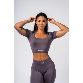 Nebbia Tvarující bezešvý crop top FLOW SEAMLESS 499 - dark grey