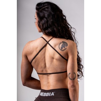 Nebbia Open-back sportovní podprsenka POWER 890 Dark brown - dark brown