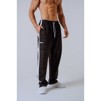 Nebbia Relaxed fit tepláky POWER 904 Dark brown camo - DARK BROWN CAMO