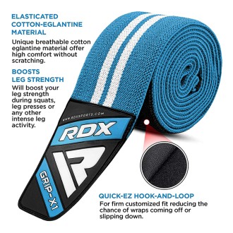 RDX K4 Weightlifting Knee Wraps OEKO-TEX® Standard 100 certified SKY BLUE