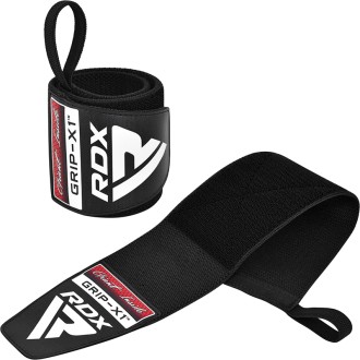 RDX W3 IPL USPA Approved Powerlifting Wrist Support Wraps with Thumb Loops OEKO-TEX® Standard 100 certified BLACK