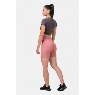 NEBBIA crop top s krátkým rukávem Sporty HERO 584 - Marron