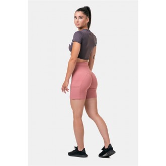 NEBBIA crop top s krátkým rukávem Sporty HERO 584 - Marron