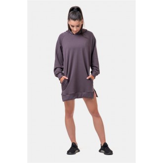 NEBBIA Dlouhá Everyday HERO mikina s kapucí 580 - Marron