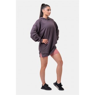 NEBBIA Dlouhá Everyday HERO mikina s kapucí 580 - Marron