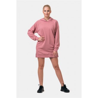 NEBBIA Dlouhá Everyday HERO mikina s kapucí 580 - Starorůžová