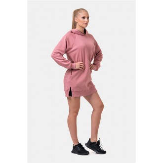 NEBBIA Dlouhá Everyday HERO mikina s kapucí 580 - Starorůžová