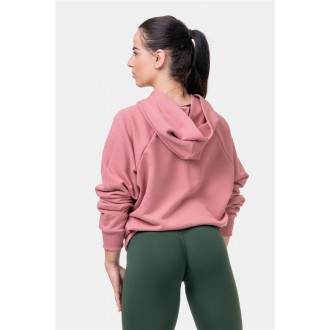 NEBBIA Iconic HERO mikina s kapucí 581 - Starorůžová