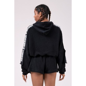 Nebbia  Rebel Hero crop mikina 520 - Černá