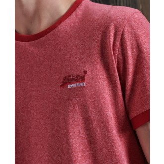 Superdry Pánské Triko Orange Label Ringer - Červená