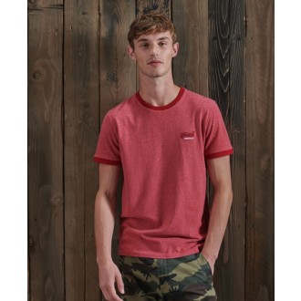 Superdry Pánské Triko Orange Label Ringer - Červená