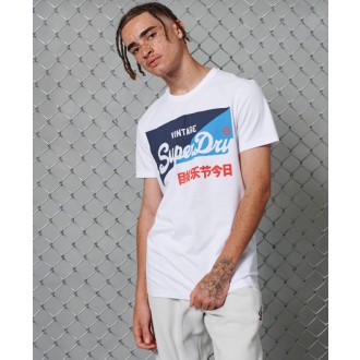 Superdry Pánské Triko Vintage Logo Primary - Bílá